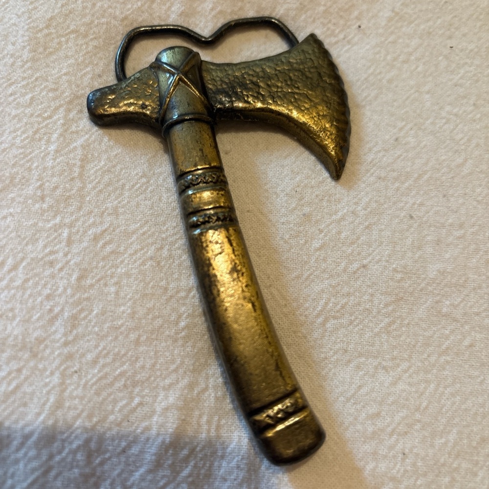 Vintage Brass Tomahawk Belt Buckle